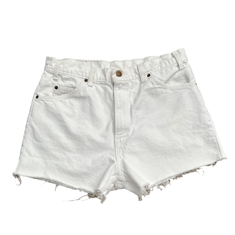 Vintage 1994 Levi’s 550 Orange Tab White Mom Cut Off Jean Shorts USA Size 34